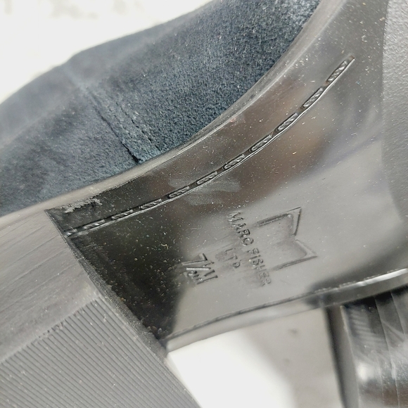 NEW Marc Fisher Black Yommi Suede Leather Block Heeled Ankle Booties W580 - Picture 8 of 10